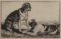 TvB G 1151
          <br/>
          Zittende en een liggende hond
          <br/>
          <em>Hecke, Jan van den (1620-1689)</em>